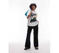 Topshop - T-shirt oversize in jersey bianca con grafica "Costa Brava"-Bianco M
