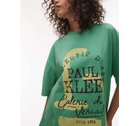 Topshop - T-shirt oversize verde con grafica "Paul Klee" su licenza M