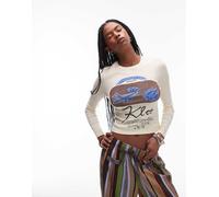 Topshop - T-shirt ristretta a maniche lunghe gialla con stampa su licenza di "Paul Klee"-Giallo XS