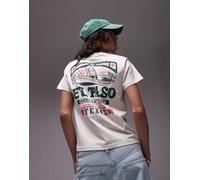 Topshop - T-shirt squadrata écru con grafica "Texas El Paso"-Bianco S