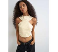 Topshop - Top anni '90 color latticello con cut-out-Neutro 44