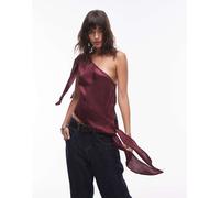 Topshop - Top bordeaux monospalla con nodo-Rosso 50