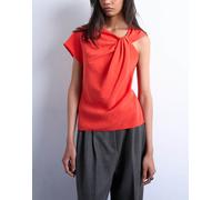 Topshop - Top in morbido cupro rosso con nodo 36