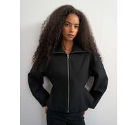 Topshop top peplo sartoriale con zip integrale nero-Rosso 46