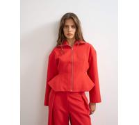 Topshop top sartoriale con zip e peplo rosso 38