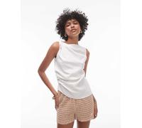 Topshop - Top senza maniche color avorio con nodo laterale-Rosso 44