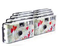 TopShot - Fotocamera usa e getta "Flying Hearts", 27 scatti, flash, confezione da 8