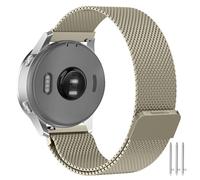 TOPsic Cinturino per Garmin Venu 3S, Vivoactive 4S, Venu 2S, Vivomove 3S, Forerunner 255S/265S - Acciaio Inossidabile, Mesh, Champagne, 18mm, 130mm-220mm