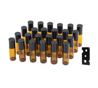 Topsky 24 Pezzi 5ml roll on vuoto per oli essenziali, Bottiglie vuote in Vetro Roll-on con Rullo in Acciaio Inox, per Oli Essenziali, lozioni, profumi, Marrone