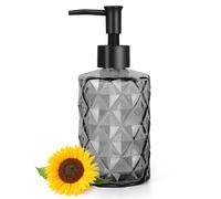 Topsky 330ml Dispenser sapone in Vetro, per cucina, bagno, pompa in vetro trasparente e plastica, detersivo per piatti, sapone liquido (Nero)
