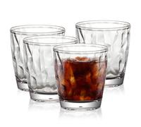 Topsky Bicchieri acqua in plastica da 300 ml, Set di 4 bicchieri trasparenti in acrilico trasparente, Adatto per bevande fredde e calde, Lavabili in lavastoviglie, impilabili (Trasparente 300ml)