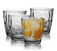 Topsky Bicchieri acqua in plastica da 300 ml, trasparenti, infrangibili, in acrilico, riutilizzabili, Adatto per bevande fredde e calde, Lavabili in lavastoviglie, impilabili, 4 pezzi (Grigio 300ml)