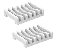 Topsky Confezione da 2 portasapone in silicone a lunga durata con drenaggio autosvuotante, design di asciugatura, portasaponetta per cucina, doccia, bagno (Bianco)