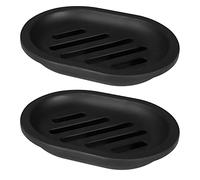 Topsky Confezione da 2 portasapone, porta sapone, risparmio sapone, facile da pulire, asciutto, Stop Mushy Soap, portasapone e spugna per il lavello in cucina e in bagno (nero)