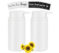 Topsky Set di 2 dispenser di sapone in plastica (480 ml) - Bianco Ricaricabile - per sapone per mani, lozione e detersivo - cucina, bagno, doccia - Pompa per lavabo e piano di lavoro