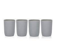Topsky Set di 4 bicchieri in plastica lavabili in lavastoviglie, Bicchiere plastica largo, porta spazzolino, Riutilizzabili, Bicchieri portatili in plastica (280 ml, grigio)