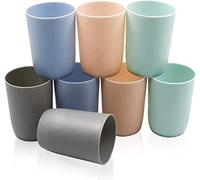 Topsky Set di 8 bicchieri per spazzolini da denti, porta spazzolini colorato, bicchiere plastica largo, porta spazzolino, perfetto per bambini, adolescenti e adulti (280 ml, multicolore)