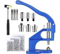 Topsky Set pressa manuale multifunzione con martello: 3 set di timbri e 1500 occhielli (6/10/12 mm) inclusi: perfetto per occhielli, bottoni a pressione e altro ancora: la soluzione di strumenti
