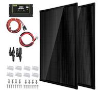 Topsolar Kit pannello solare 340 (2 x 170 W) Watt 12 Volt sistema monocristallino off-grid per case camper barca + 30 A 12 V/24 V regolatore di carica solare + cavo solare + staffe Z per il montaggio