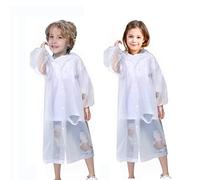 Topspitgo Poncho impermeabile per bambini, 2 pezzi, parapioggia, riutilizzabile, poncho antipioggia, bianco, Taglia unica