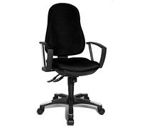 Topstar 9020AG20 Sedia Girevole per Ufficio, con Braccioli, Rivestimento in Tessuto Nero