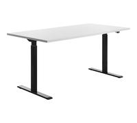 Topstar E-Table - Scrivania regolabile in altezza, in legno, 160 x 80 cm, colore: Nero/Bianco