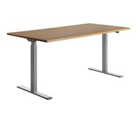 Topstar E-Table - Scrivania regolabile in altezza, in legno, grigio/faggio, 160 x 80 cm