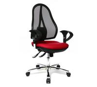 Topstar OP290UG21 Open Point Deluxe Sedia Ufficio Girevole, Schienale in Rete, Nera/Rossa
