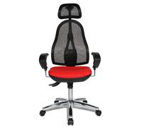 Topstar OP290UG21X Open Point Deluxe Sedia Ufficio Girevole, Schienale in Rete, Nera - Rossa