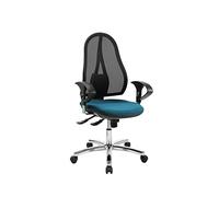 Topstar Open Point SY Deluxe - Sedia ergonomica girevole a disco Syncro, sedia da ufficio, con braccioli regolabili in altezza, tessuto, petrolio