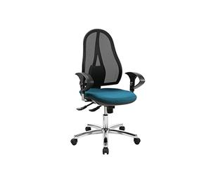 Topstar Open Point SY Deluxe - Sedia ergonomica girevole a disco Syncro, sedia da ufficio, con braccioli regolabili in altezza, tessuto, petrolio