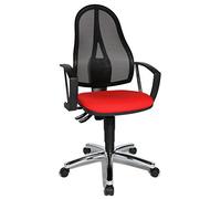Topstar Point 60 Net - Sedia ergonomica da ufficio, con braccioli fissi A1, in tessuto, colore: Rosso/Nero