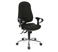Topstar Support SY Sedia Girevole per Ufficio, Braccioli Regolabili in Altezza, Rivestimento in Tessuto Nero