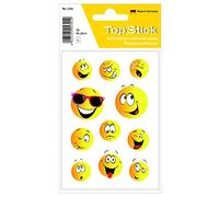 TopStick 1341 Adesivi con motivi di facce buffe (55 sticker, carta, opache) autoadesive, etichette decorative per regali, compleanni, album fotografici, premi, scrapbooking, decorazioni, giallo