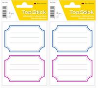 TopStick 1344 Etichette con linee per libri (78 x 53 mm, 5 fogli, carta, opache) autoadesive, adesivi scolastici neutri per bambini, 10 etichette scolastiche, rosso blu bianche (Confezione da 2)