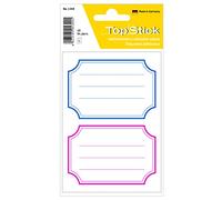 TopStick 1344 Etichette con linee per libri (78 x 53 mm, 50 fogli, carta, opache) autoadesive, adesivi scolastici neutri per bambini, 100 etichette per la scuola, rosso blu bianche
