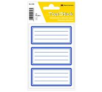 TopStick 1346 Etichette con linee per libri (76 x 35 mm, 5 fogli, carta, opache) autoadesive, adesivi scolastici neutri per bambini, 15 etichette scolastiche, blu e bianche