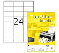 TopStick Etichette autoadesive per indirizzi, 24 etichette per foglio A4, 800 fogli, 70 x 36 mm, 19200 etichette, etichette postali vuote, per stampanti laser e inkjet, bianco