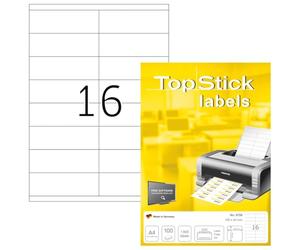 TopStick Etichette multiuso autoadesive, 16 etichette per foglio A4, 1000 fogli, 105 x 35 mm, 16000 etichette, etichette adesive universali vuote, per stampanti laser e inkjet, bianco