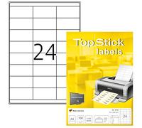 TopStick Etichette multiuso autoadesive, 24 etichette per foglio A4, 100 fogli, 70 x 33,8 mm, 2400 etichette, etichette adesive universali vuote, per stampanti laser e inkjet, bianco