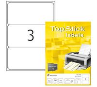 TopStick Etichette multiuso autoadesive, 3 etichette per foglio A4, 100 fogli, 200 x 95 mm, 300 etichette, etichette universali vuote, per stampanti laser e inkjet, bianco