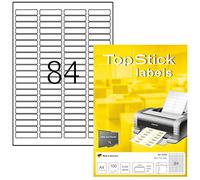TopStick Etichette multiuso autoadesive, 84 etichette per foglio A4, 100 fogli, 46 x 11,1 mm, 8400 etichette, etichette adesive universali vuote, per stampanti laser e inkjet, bianco
