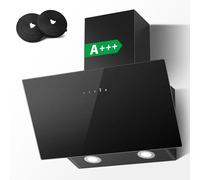 TopStrong Cappa aspirante 60 cm, Classe A+++ Cappa Cucina Inclinata 60cm con Filtro a Carboni, 400 m³/h, Ricircolo & Canalizzazione, 3 Livelli di Regolazione + Booster, 58 dB, LED, Nero