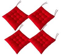 Topstylehouse 4 cuscini morbidi per sedie, con legacci, cuscini per sedie, sala da pranzo, giardino, patio, cucina, sala da pranzo (rosso, 45 x 45 cm)