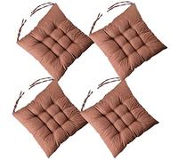 Topstylehouse 4 cuscini morbidi per sedie, con legacci, cuscini per sedie, sala da pranzo, giardino, patio, cucina, sala da pranzo (marrone, 45 x 45 cm)