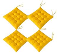 Topstylehouse 4 cuscini morbidi per sedie, con legacci, cuscini per sedie, sala da pranzo, giardino, patio, cucina, sala da pranzo (giallo, 45 x 45 cm)