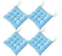 Topstylehouse 4 cuscini morbidi per sedie, con legacci, cuscini per sedie, sala da pranzo, giardino, patio, cucina, sala da pranzo (blu, 45 x 45 cm)
