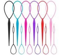 Topsy Tail - Set di 12 strumenti per capelli, 6 colori, con strumenti per capelli grandi e piccoli, per la coda di cavallo, strumenti per treccia francesi per donne e ragazze