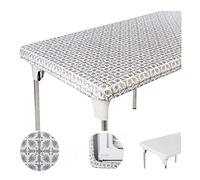 TopTableCloth Plastic Tablecloths Elastic Corner 2 Pack Silver Patterned Rectangle 6 Feet Fitted 30 by 72 inches Fitted Tablecloth Rectangular Table Cover for Parties Thanksgiving Christmas Birthday