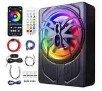 Topteng 10" 12V Slim Under Seat Powered Car Subwoofer with 1200W Max Power, Built-in Amplifier, App Control And Dynamic RGB Light, 4Ω 90dB Hi/Lo Input Bass Speaker Adatto per Car Truck SUV MPV
